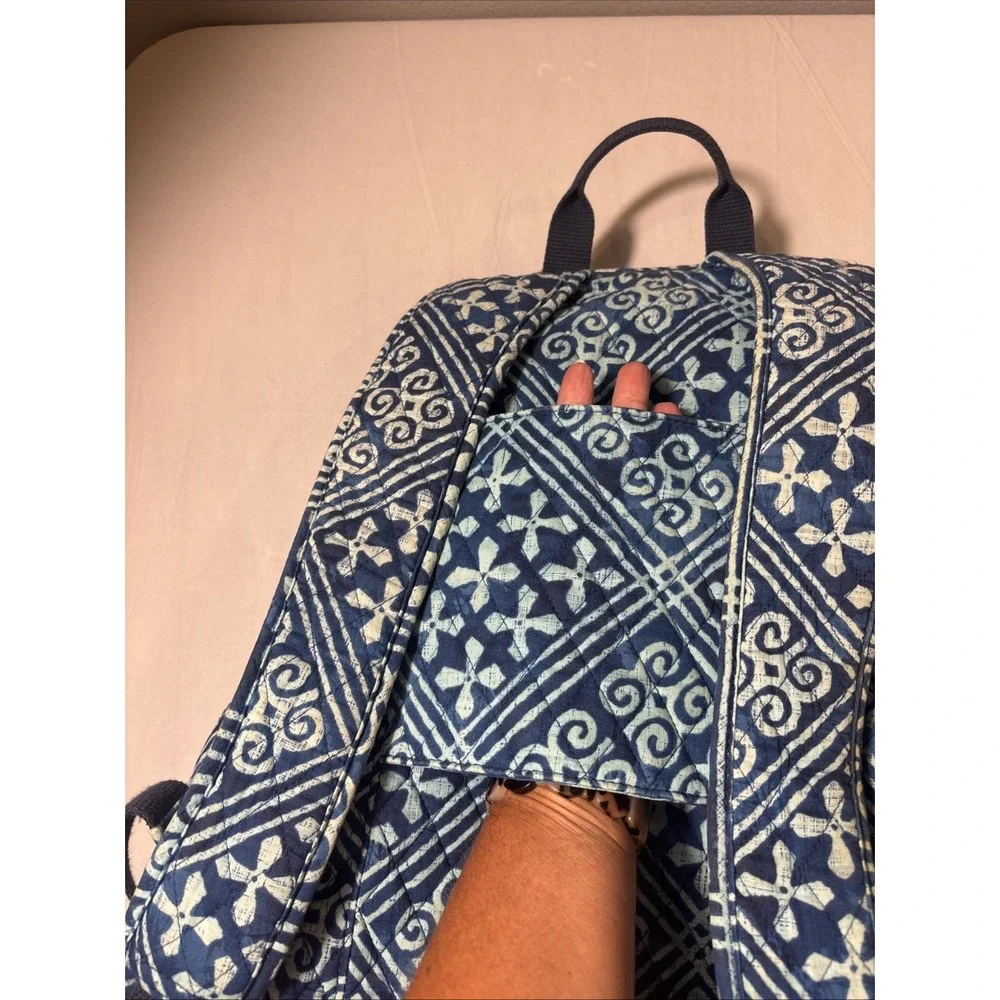 Vera Bradley Cuban Tiles Campus Tech Backpack RETIRED Blue Laptop Compartment